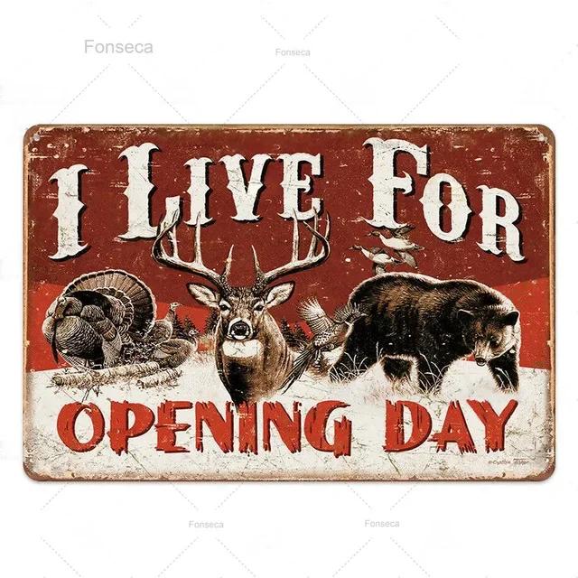 Hunting Tin Sign Plaque Metal Vintage Retro Metal Sign Wall Decor for Man Cave Gun Shop Decorative Metal Plate Hunter Gift