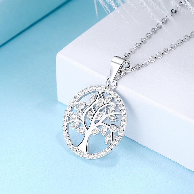 Light Luxury Accessories S925 Sterling Silver Pendant Single Pendant Women's Fashion Tree of Life Necklace Full of Diamonds New Silver Jewelry
