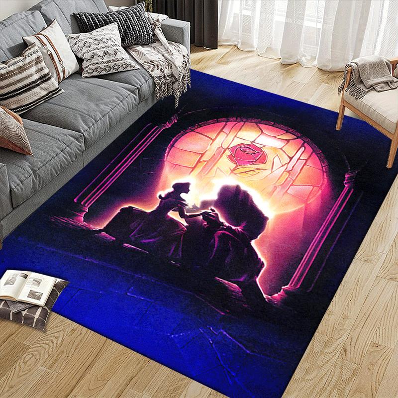 1 Stück Die Schöne und das Biest Teppich Läufer, Schlafzimmer und Spielzimmer Langlebig, Fleckenbeständig und Leicht zu Reinigen, Wohnzimmer