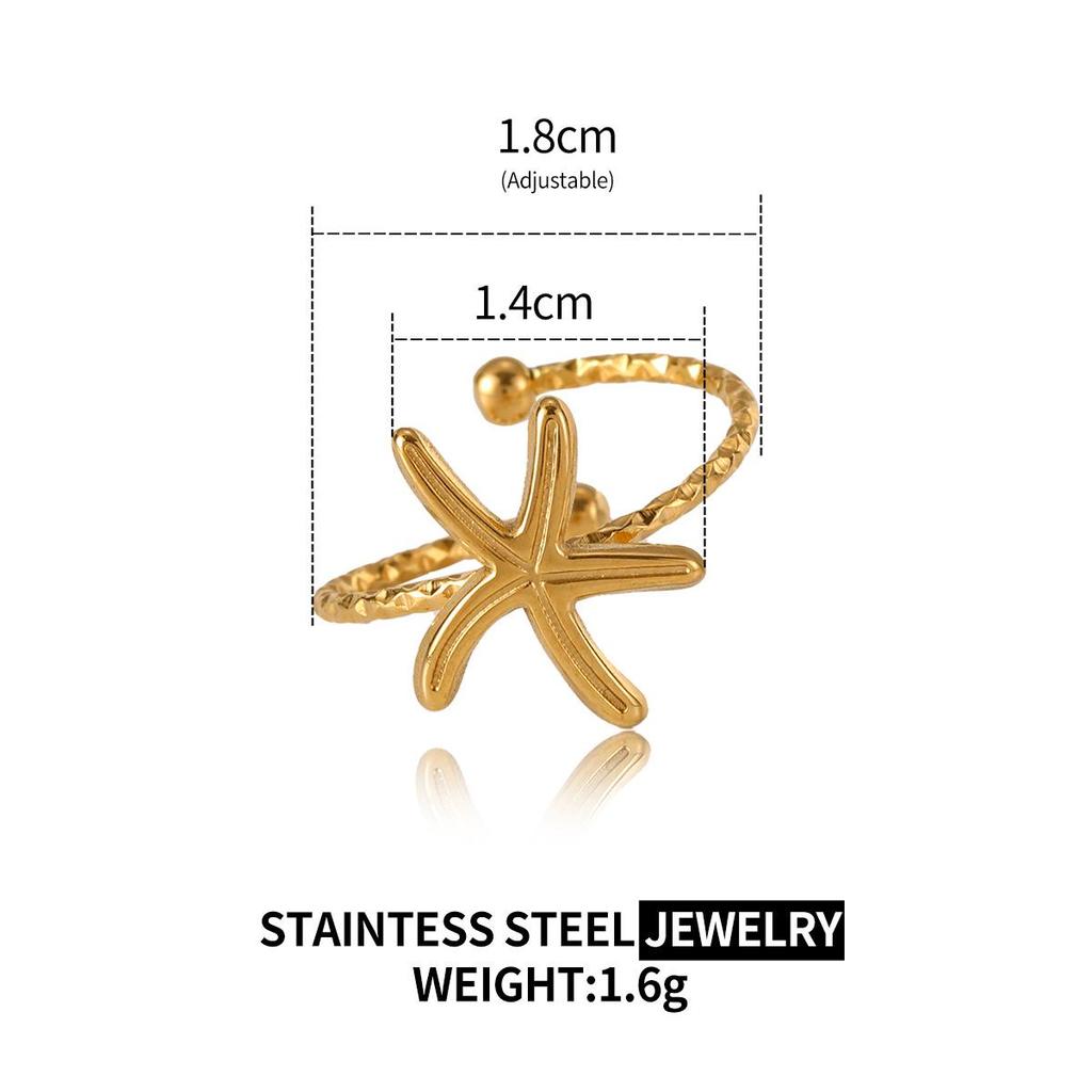 Elegant Star Titanium Steel Adjustable Women's Ring - Light Luxury Open Design