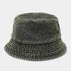 Korean Style Solid Color Vintage Washed Distressed Denim Bucket Hat Custom Logo Sunshade Cap