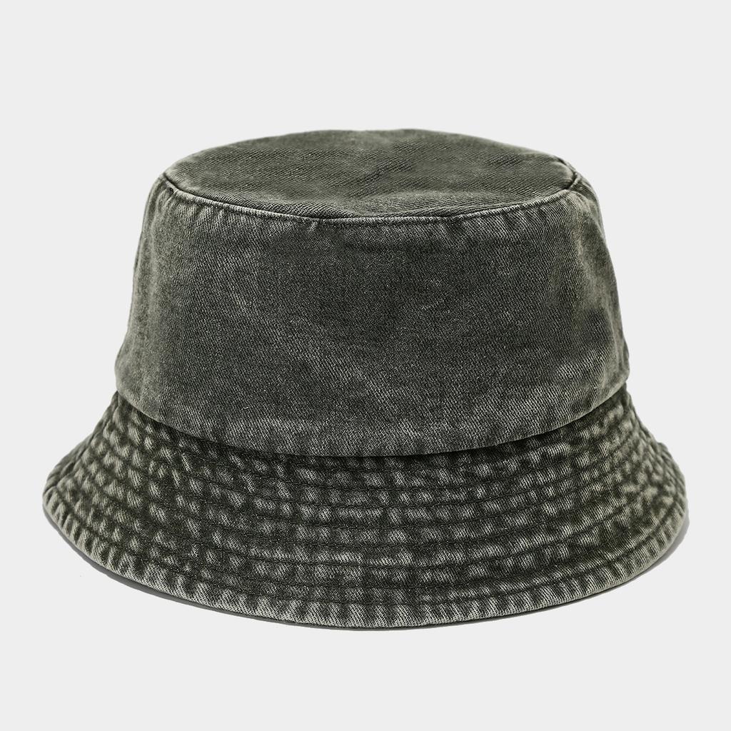 Korean Style Solid Color Vintage Washed Distressed Denim Bucket Hat Custom Logo Sunshade Cap