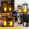 Modern Farmhouse Lantern Decor, 2Pcs Metal Candle Lanterns with Flameless Candles Black Decorative Lantern for Front Porch Covered Patio Dining Table