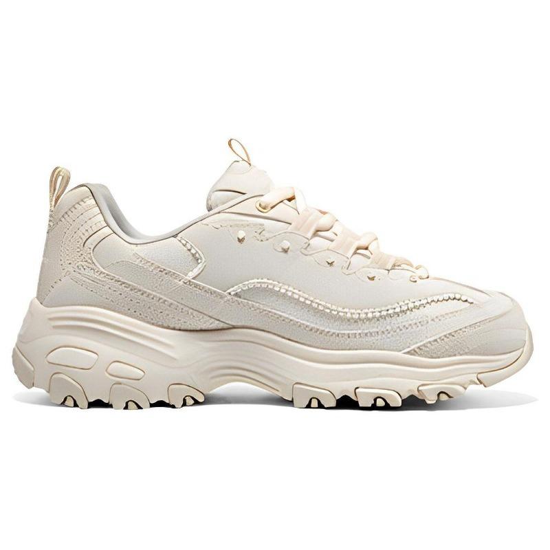 Skechers D'LITES 1.0 Bead Bear 2.0 Women Low Top Chunky Sneakers Natural 896189-NAT