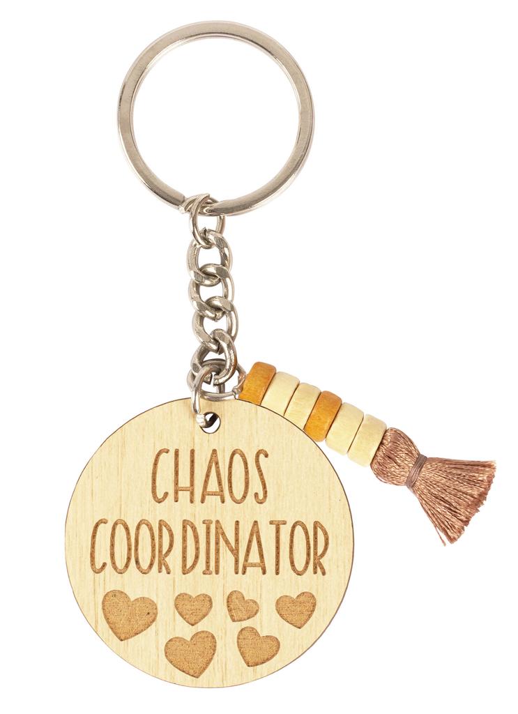 Inkdotpot Funny Keychain Chaos Coordinator Wood Engraved Keychain- Funny Mom Teacher Humour Novelty