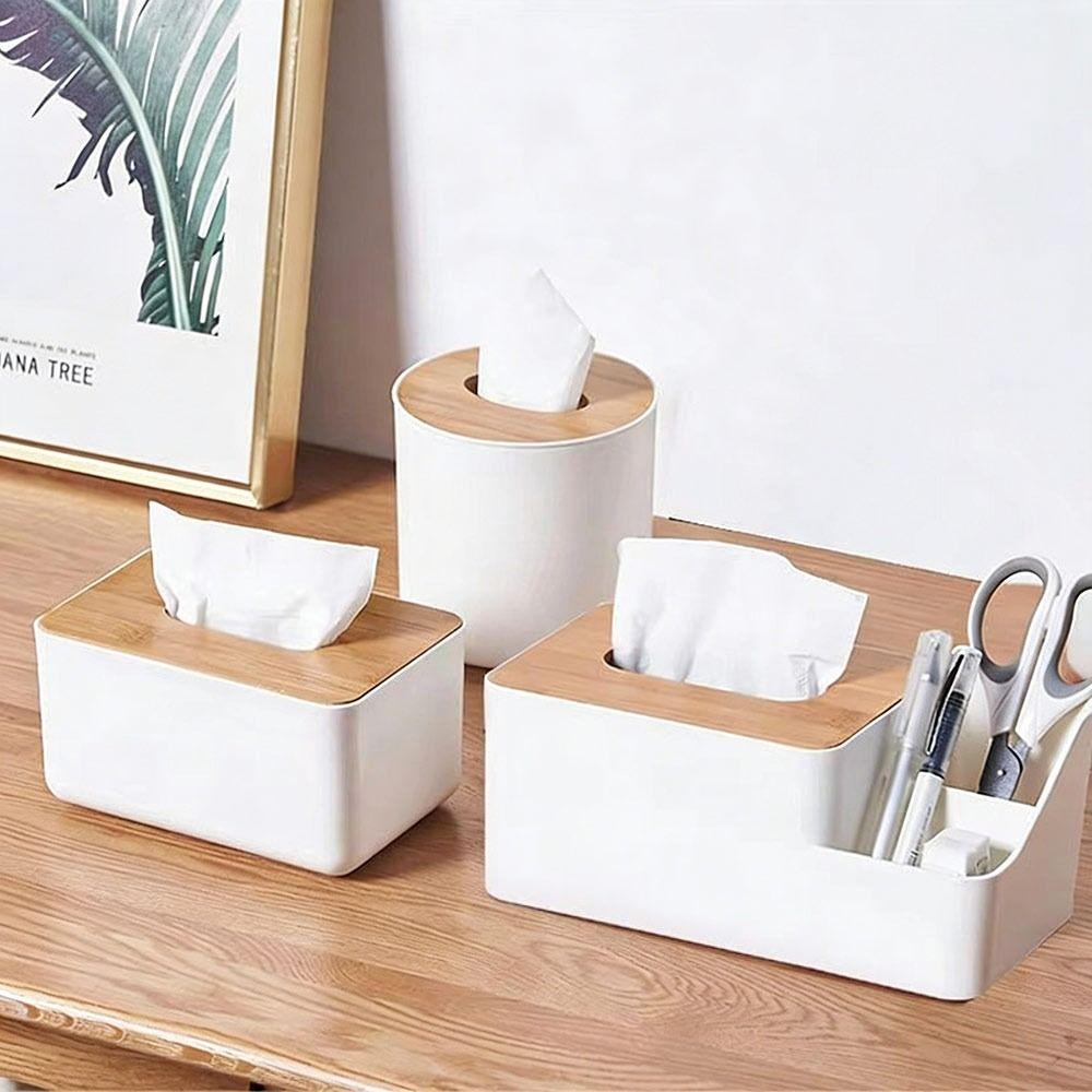 Wooden Cover Tissue Box Multi-Function Tissue Case New Napkin Storage Box  Table Decoration