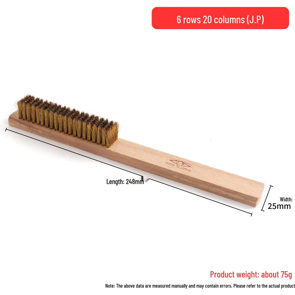 Wenwan Copper Wire Brush for Rust and Stain Removal - Hog Bristle & Steel Wire with Wooden Handle