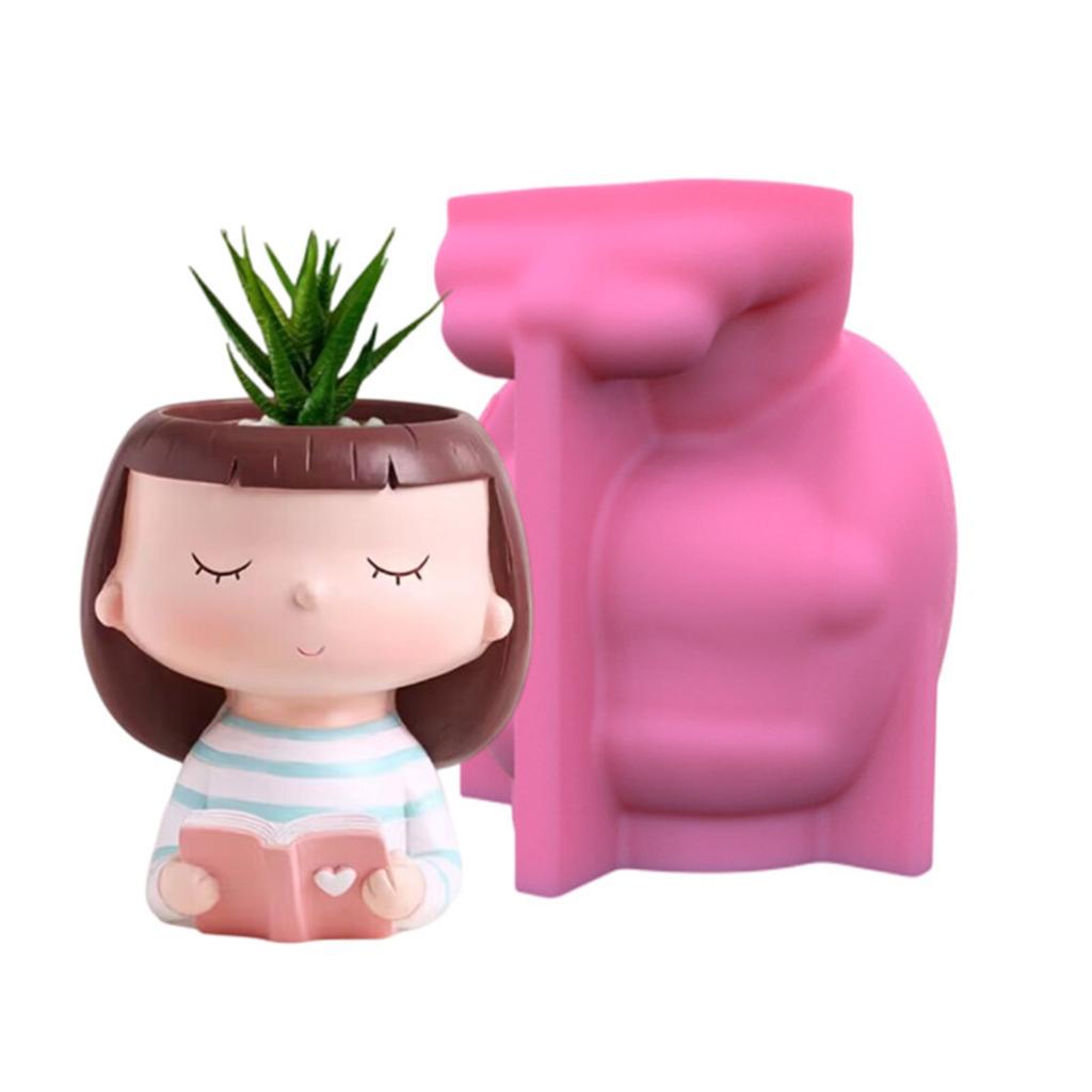 Face Flower Pot Silicone Mold Succulent Planter Concrete Mold Cute Concrete Cement Mold for DIY Pen Holder,Home Decors
