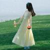 Women Pastel Yellow Tiered Spaghetti Strap Maxi Dress Casual Summer Sleeveless A‑Line Long Swing Dress