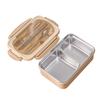 Lunch Box Portatile Acciaio Inossidabile 304 Ermetica Riscaldabile al Microonde Contenitori Alimentari Divisi con Cucchiaio e Bacchette