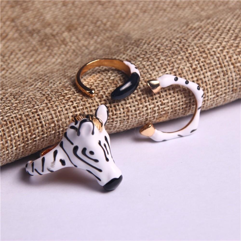 Zartes Tier Pferd Ring Set Vintage Öffnungs Fingerring Cartoon Emaille Ring Valentinstag Geschenk