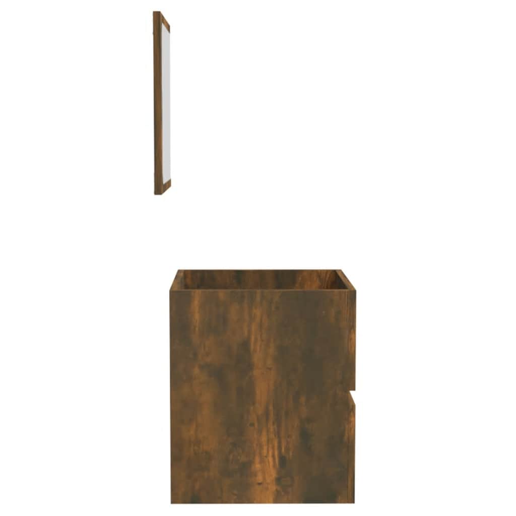 Bathroom Cabinet with Mirror Smoked Oak Wood Based Material