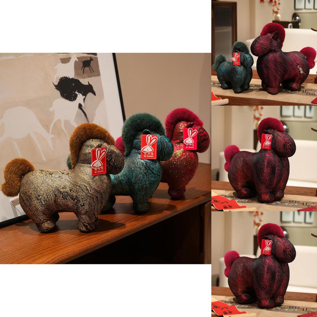 Year Of The Horse Plush Toy With Short Pile Velvet For Gift And Home Decor