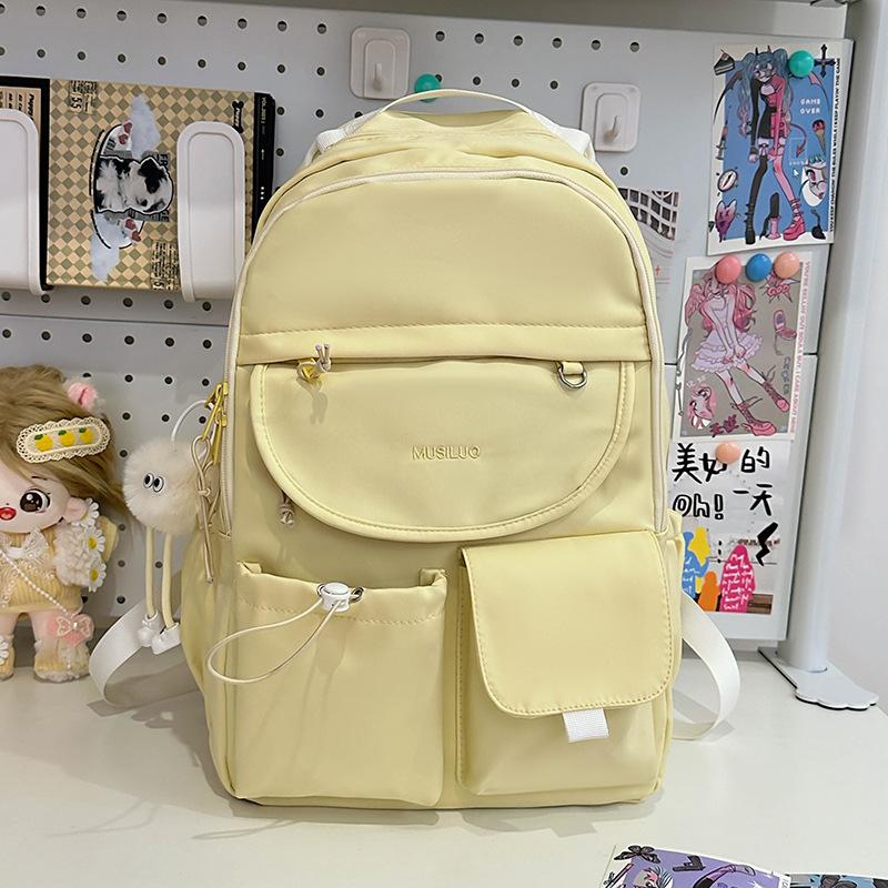 Candy color schoolbag female large capacity solid color dopamine girl style student backpack small fresh junior high school backpack