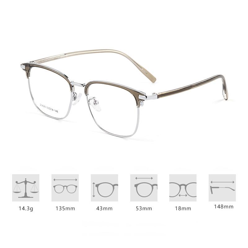 Brand Half-frame Glasses Frame Fashion Alloy Square Eyeglasses Classic Eyebrow Line Design Male Ultralight Business Spectacles