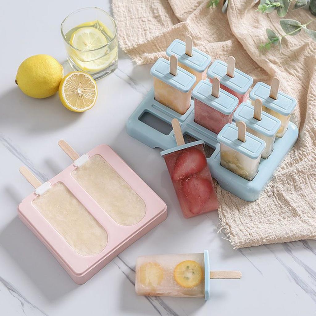 Ice Cream Molds Popsicle Maker 6 Cavity Silicone Ice Pop Freezer Tray with Lids and Sticks for Homemade Frozen Treats
