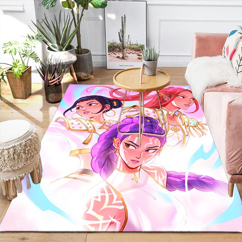 1Pc Fantasy Warrior Sisters Rug, Office Carpet Indoor Outdoor Doormat, Non-Slip, Comfortable, Living, Christmas Halloween, Xmas Gift L1353