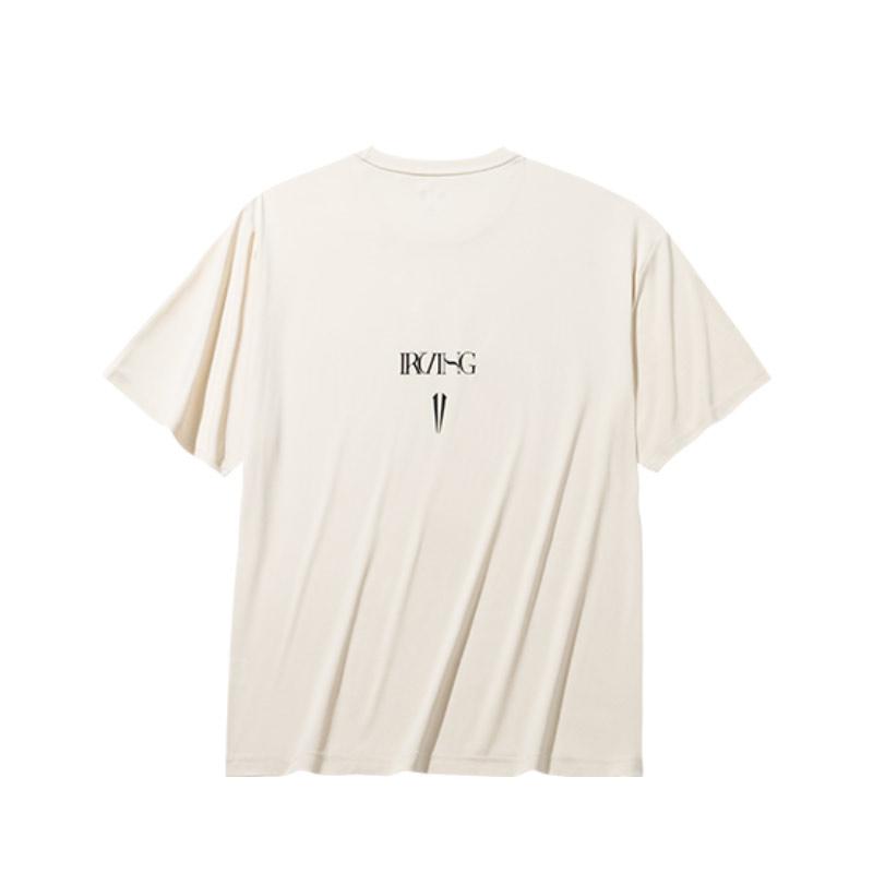 Anta Kyrie Irving Series Letter Round Neck Comfortable Versatile Breathable Short Sleeve T-Shirt Unisex Tops Moonlight-White 172431108-1