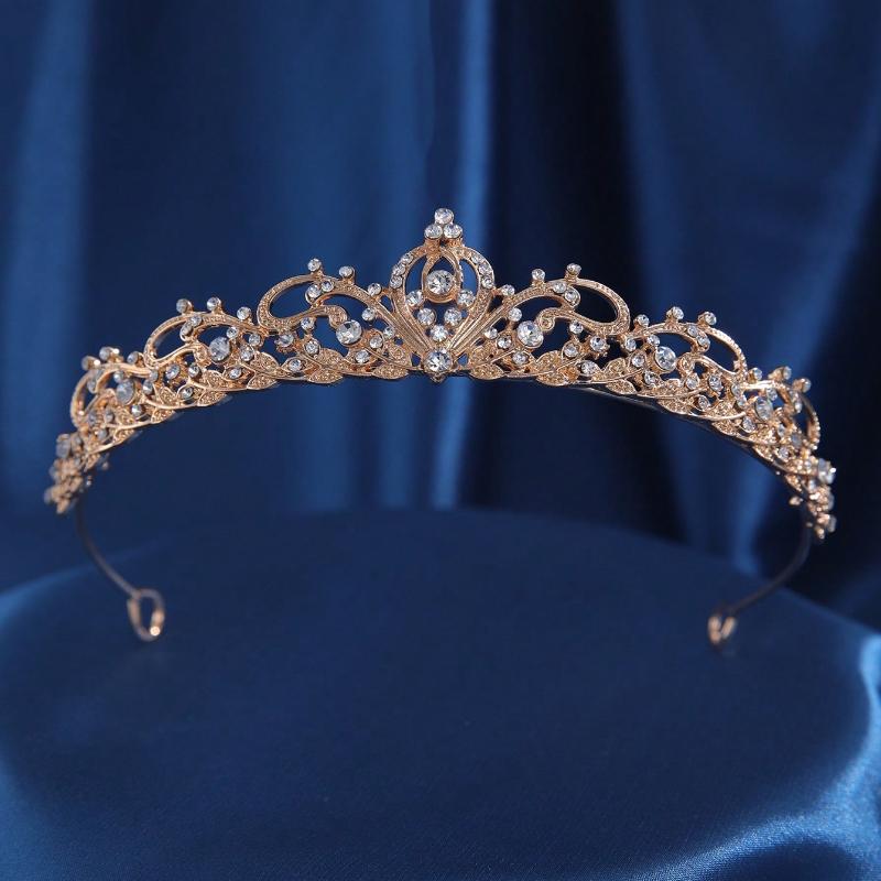 

Королевский 1 шт. Сплав Корона-образный Стразы Обруч для волос, Подходит для вечеринки, дня рождения, свадебных мероприятий Тиары one-size золотой