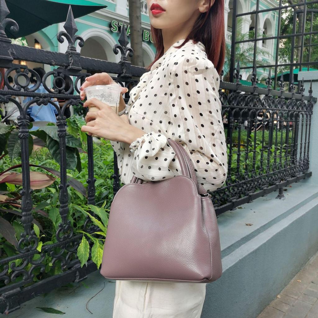 Genuine Leather Women's Crossbody Tote - Large Capacity Soft Cowhide Square Bag for Commuting