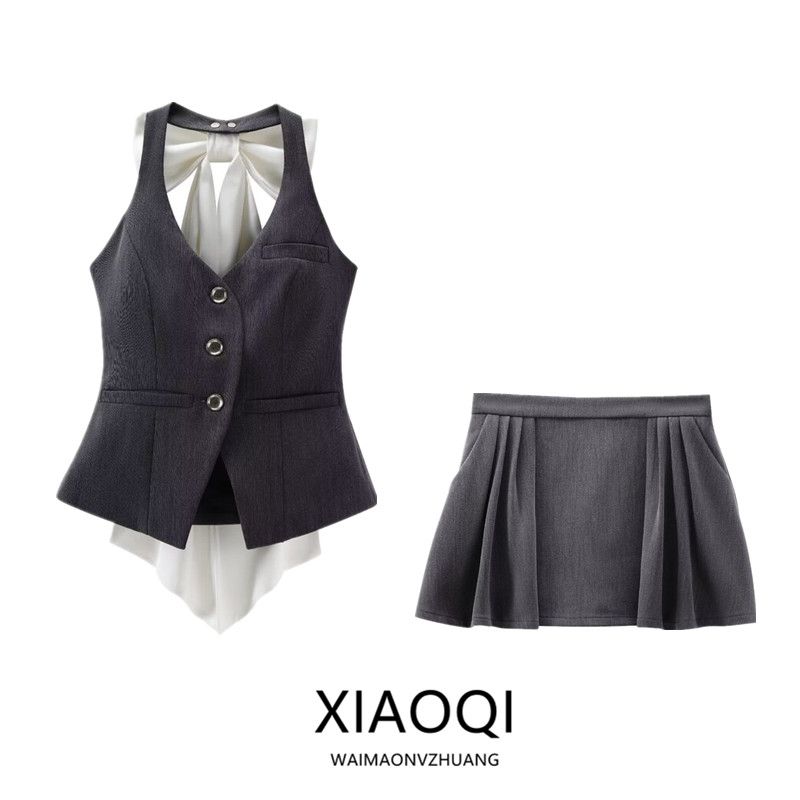 Fashion Style 2024 Summer New Arrival Women's Clothing Stylish Slim-Fit Bow (Detachable Backless Halter Vest