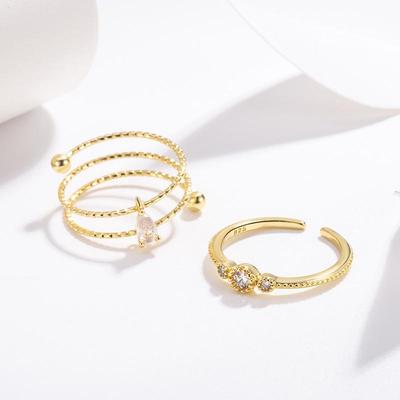 Elegantes dreischichtiges Wassertropfen-Ringset für Damen - Luxuriöser, vielseitiger Schmuck