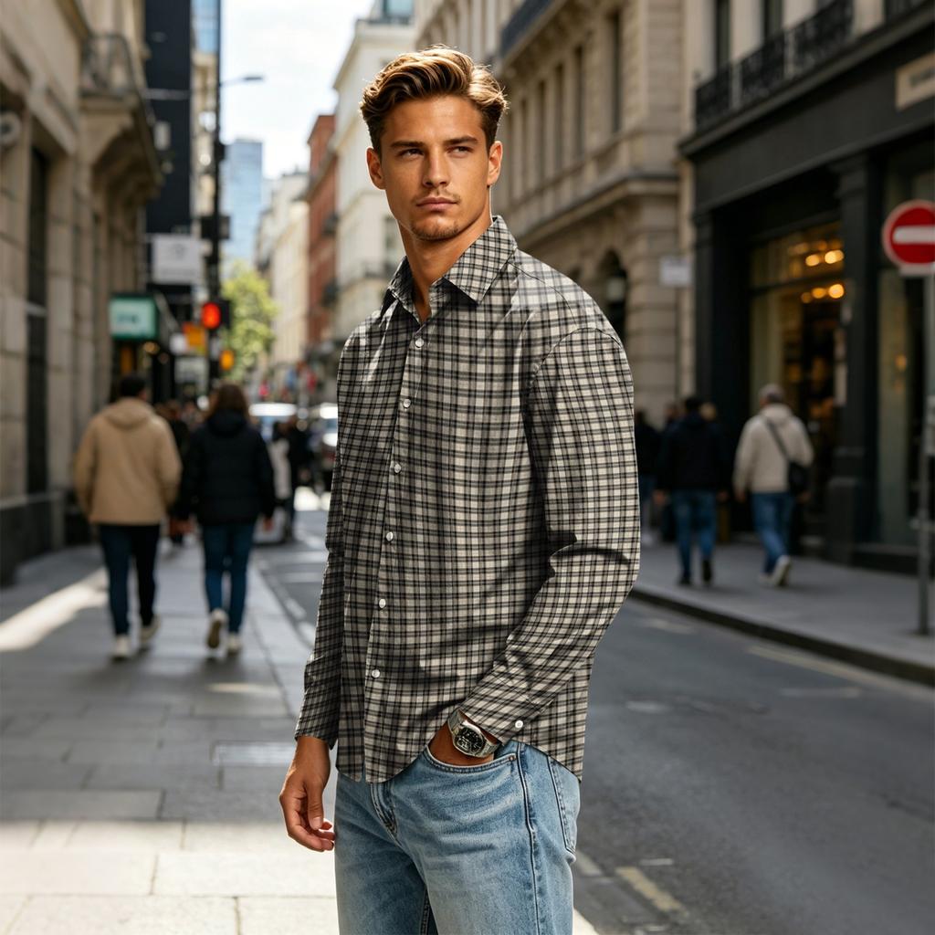 Men's Long Sleeve Collared Shirt
