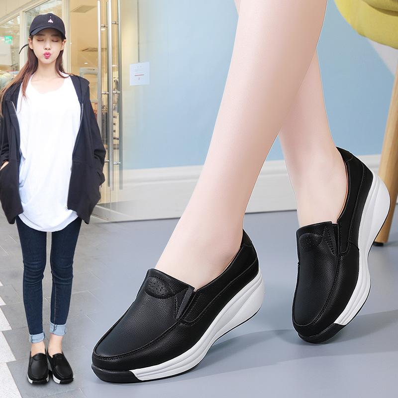 

Осенняя спортивная обувь женская платформа рокеры женская большой размер танкетка повседневная обувь для мамы 41 чёрный