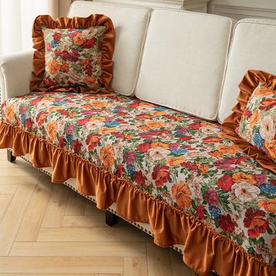 Copricuscino per Divano Americano Cuscino per Divano da Soggiorno Generale per Quattro Stagioni Antiscivolo Ricamo Jacquard a Fiori Retrò Copridivano
