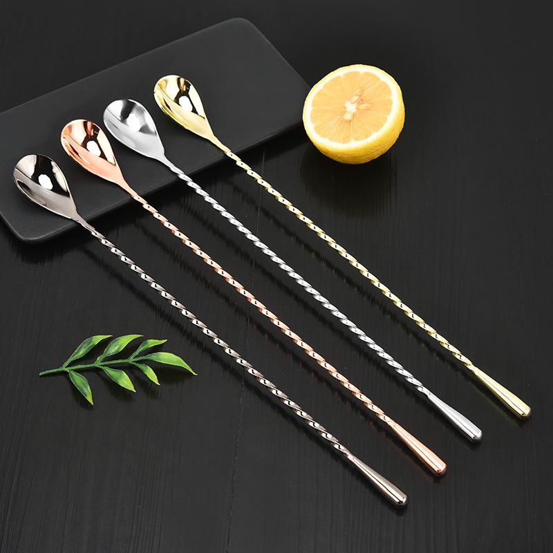 304 Stainless Steel Twisted Bar Spoon with Tear Drop Design for Cocktails