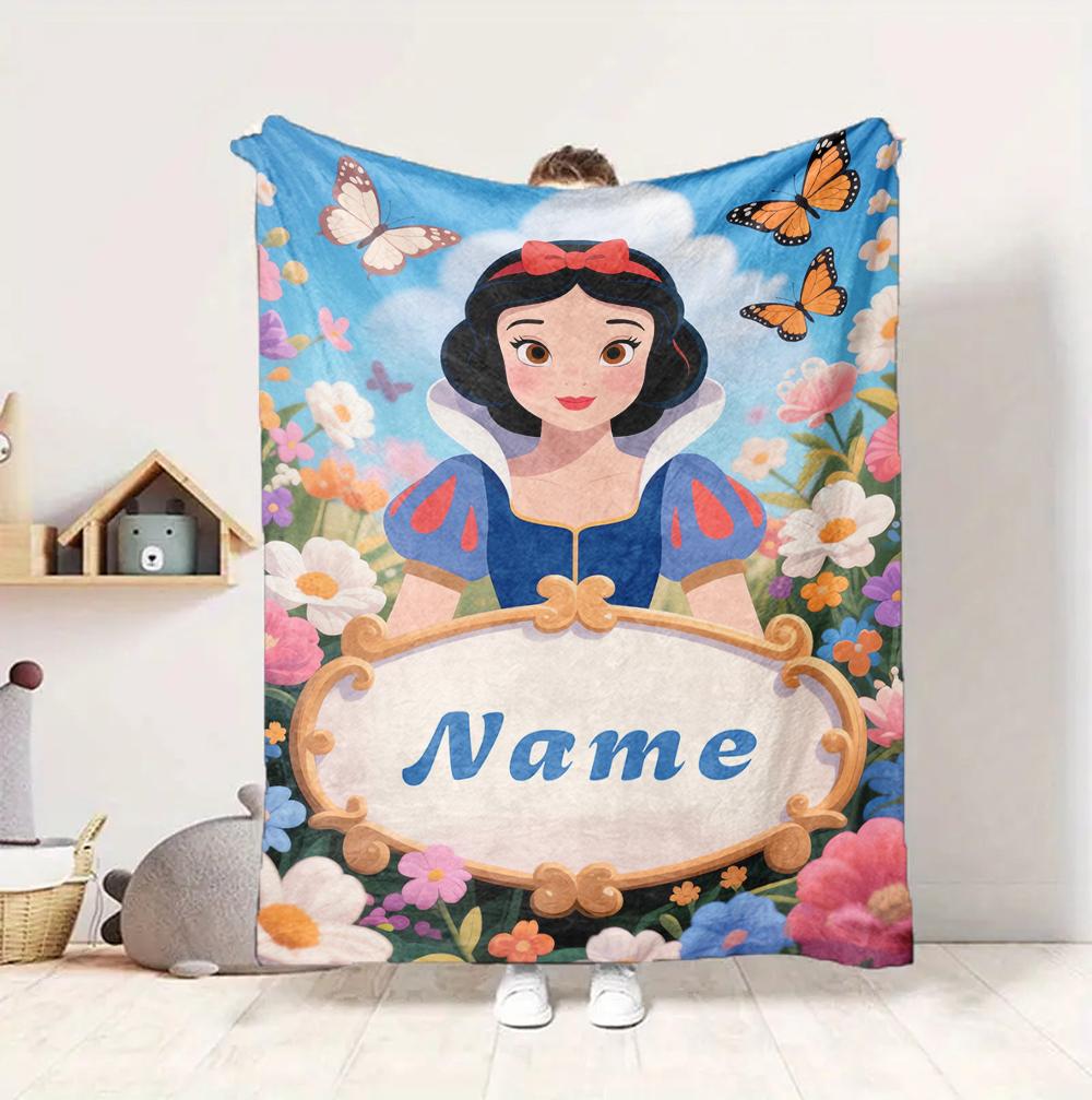 Custom Name Butterfly Garden Flannel Blanket Throw Blanket Soft Warm Sofa Bed Home Decor Unique Gift