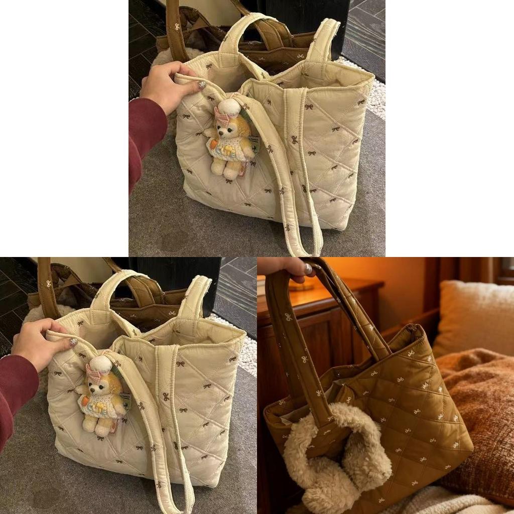 Casual Nylon Tote With Floral Butterfly Embroidery And Magnetic Closure For Work And Leisure