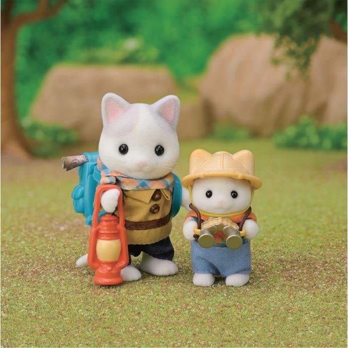 Figurines articulées - sylvanian families - fils et bébé chat latté - aventure en forêt secrète