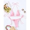 2 Piece Women 3D Rose Flower Bikini Set Smocked Textured Triangle Halter Tie Side Solid Color Sexy Push Up Beach Vacation Bathing Suit