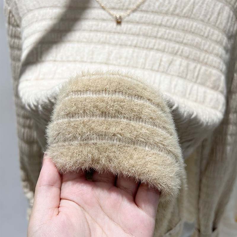 Sweater for Women Autumn Winter Thickened Warm Knitted Stretchy Long Sleeve High-neck Tops