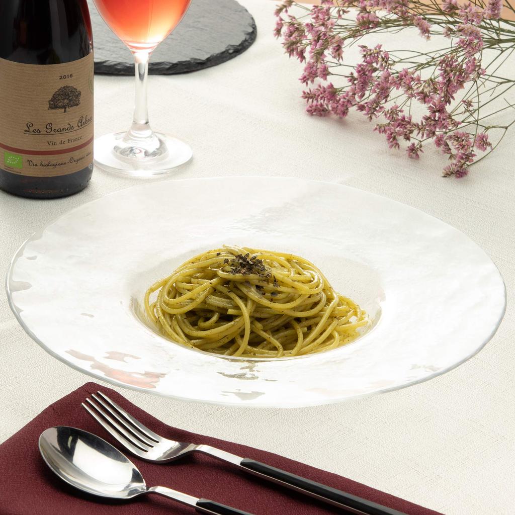 Toyo Sasaki Glass Orbit Rimmed Bowl 280 in Large Round Glass Tableware 46161 (Made Japan) Plate, Plate, Dish, Plate,