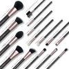SIXPLUS Makeup Brush Set Soft Brushes with Storage Case Coffee Color 15-Piece - -
