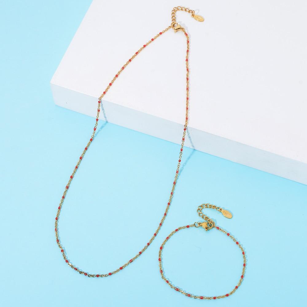 Boho Stainless Steel For Women Bracelets Cute Style Enamel Bracelets Jewelry Gold Tone Color Link Chain BraceletCute Wrist Bracelet