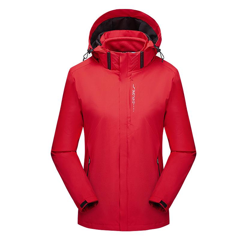 Men's 3-in-1 Detachable Waterproof & Windproof Mountaineering Jacket, Winter Thick Warm Women's Couple Jacket