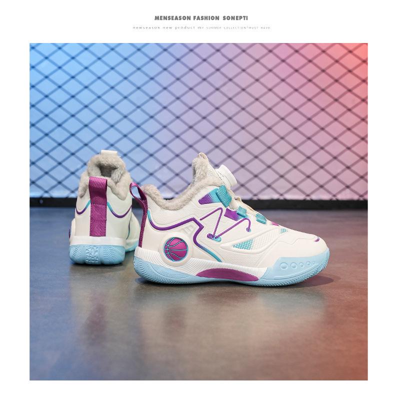 Winter 2025 Boys' Basketball Shoes: New Velvety Warm, Non-Slip Leather Sports Shoes for Kids