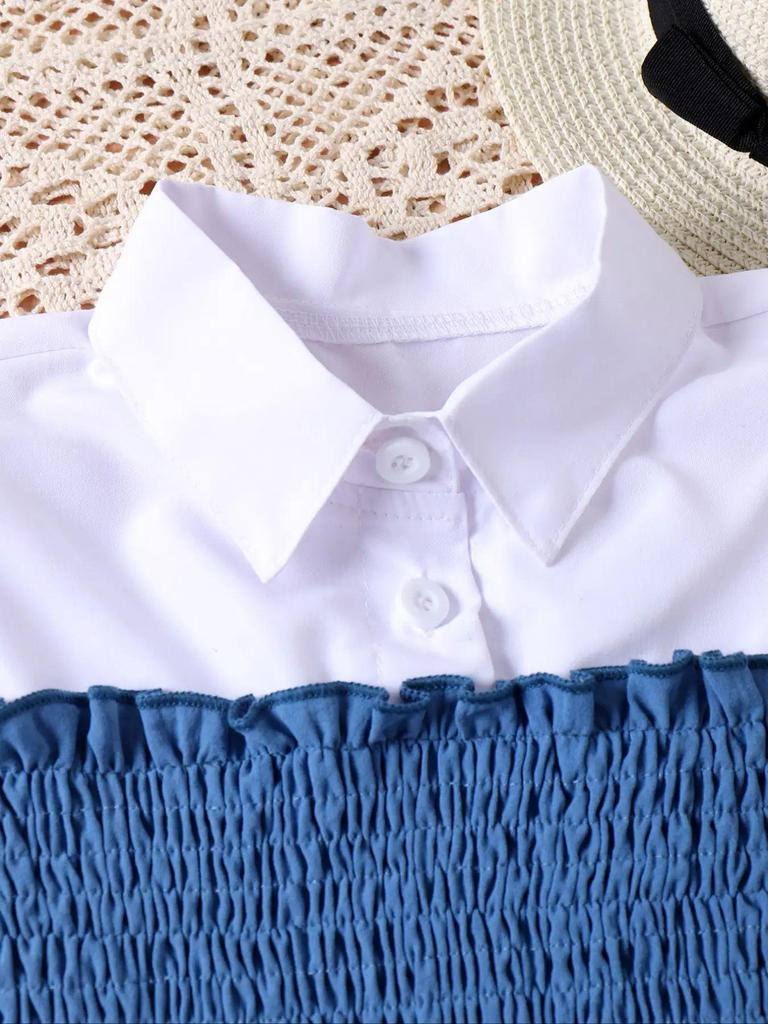 Sommer Mädchen Gesmoktes Top & Weitbeinige Hose Set - Europäischer & Amerikanischer Stil