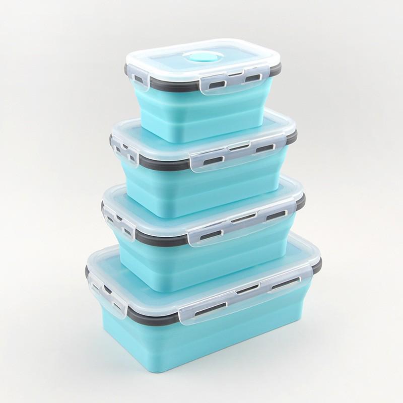 Skládací silikonový obědový box - Bento box vhodný do mikrovlnné trouby a lednice