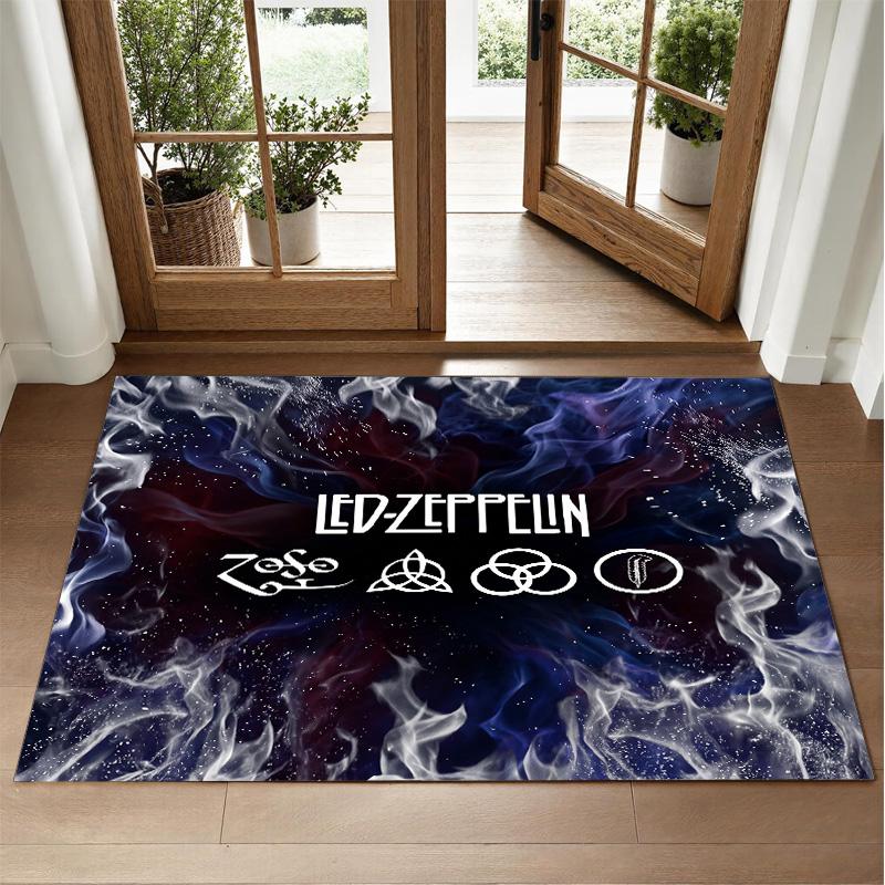 Led Zeppelin Design Kristall-Samt Teppich Weiche Dekorative Matte für Schlafzimmer Eingang