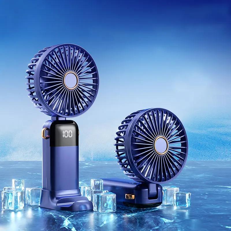 

Portable Fan, Battery Operated Fan, 5 Speeds Personal Fan with Base, Digital Display, 180° Ajustable Lash Fan Makeup Fan