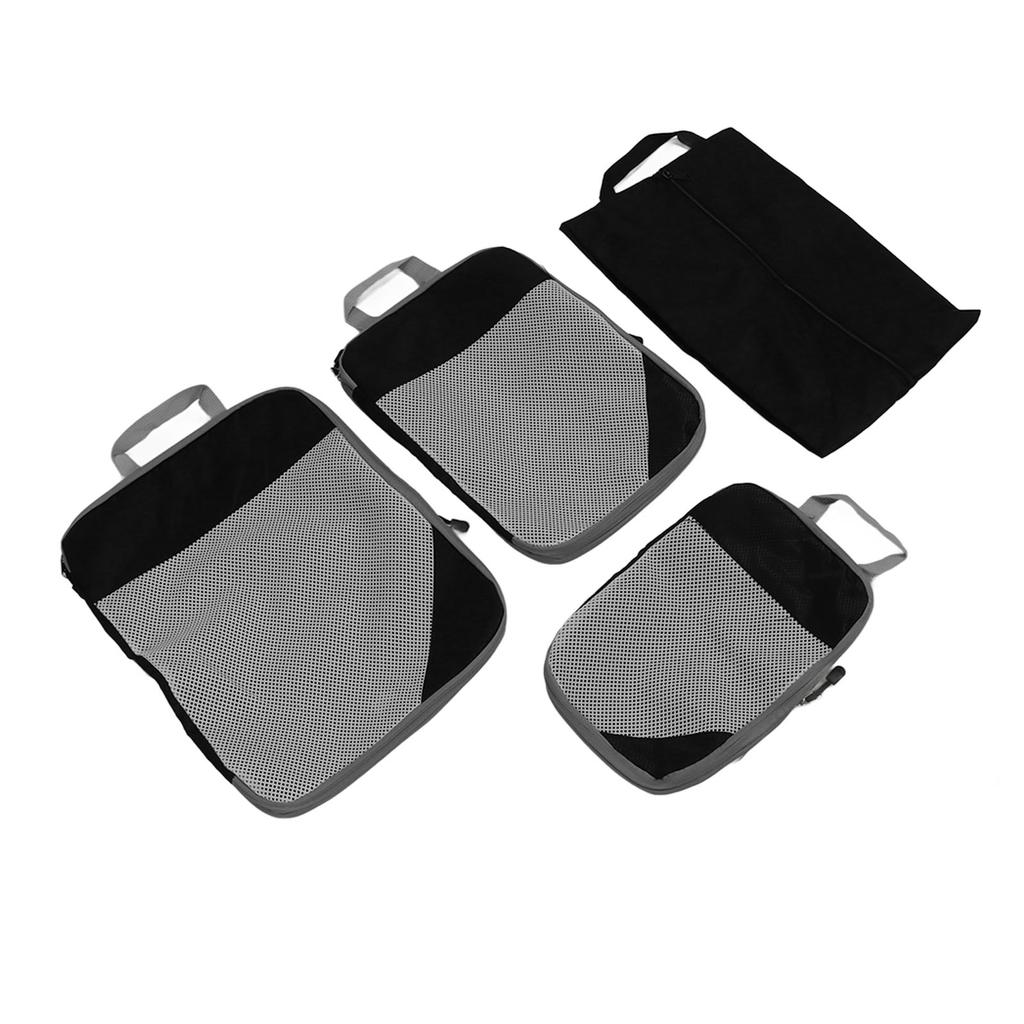 Compression Packing Bags Waterproof Portable Luggage Suitcase Organizer Pouch for Clothing Underwear Shoes 4pcs Black