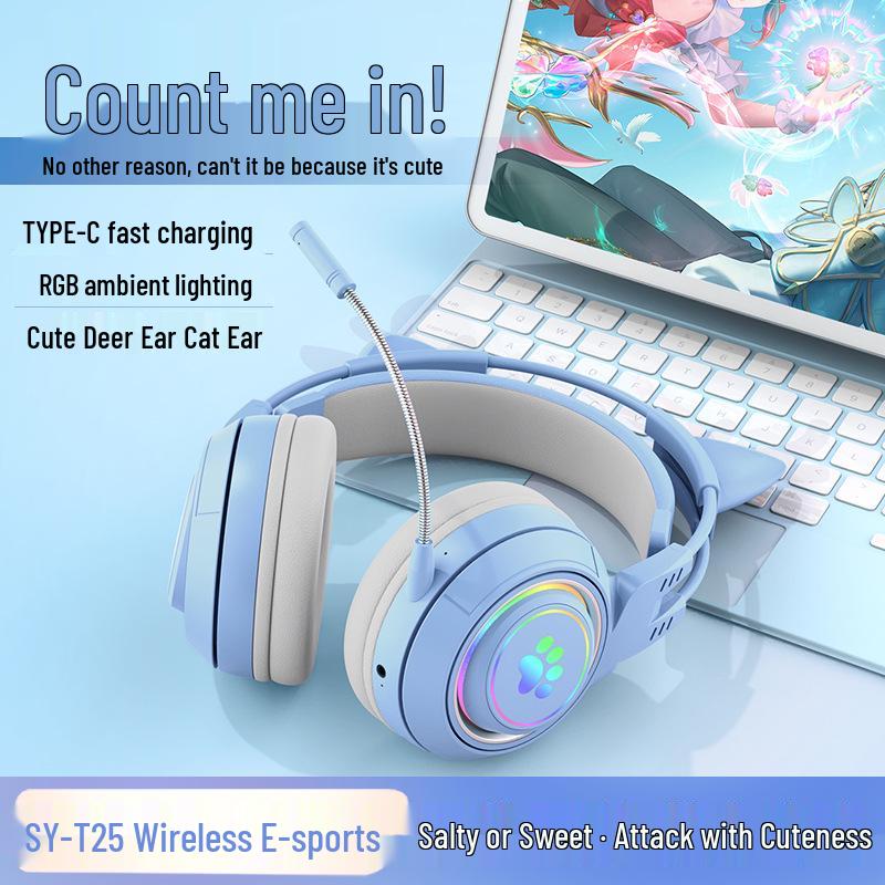 Casque Gaming Bluetooth sans fil avec arceau pour Mobile et PC E-sports