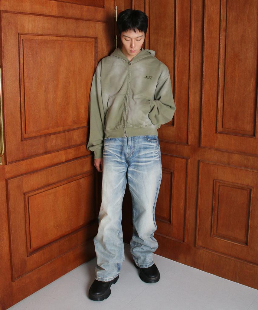 Forcesensitive Force Washed Hoodie Zip-Up Cropfit Khaki