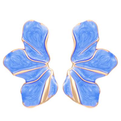 Exaggerated Gradient Color Dripping Irregular Flower Earrings For Women, Unique Flower Petal Earrings