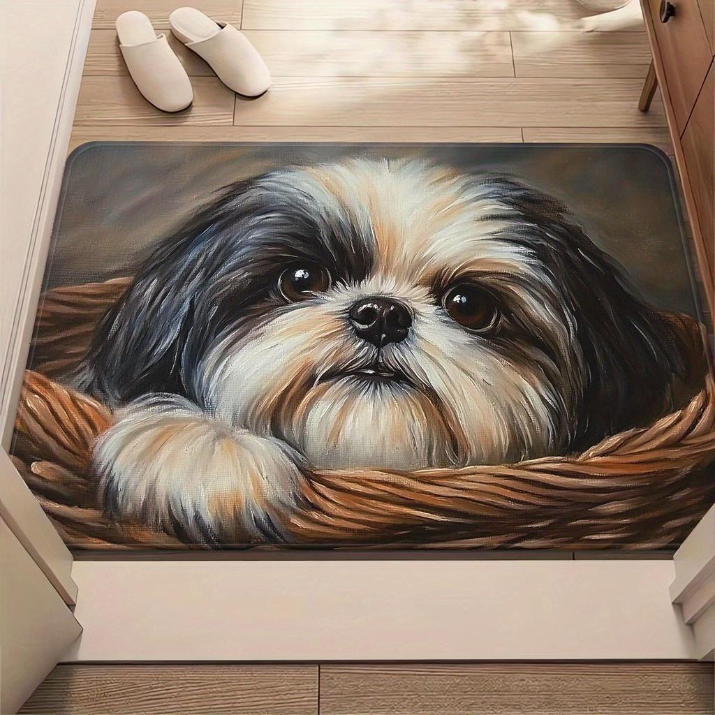 Rutschfeste Badezimmermatte für Shih Tzus, Mikrofaser-Saugmaschine Wasch-Polyestermatte