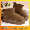 2025 new snow boots fleece thickened waterproof and non-slip fashion versatile short tube thick-soled cotton boots are a must in winter